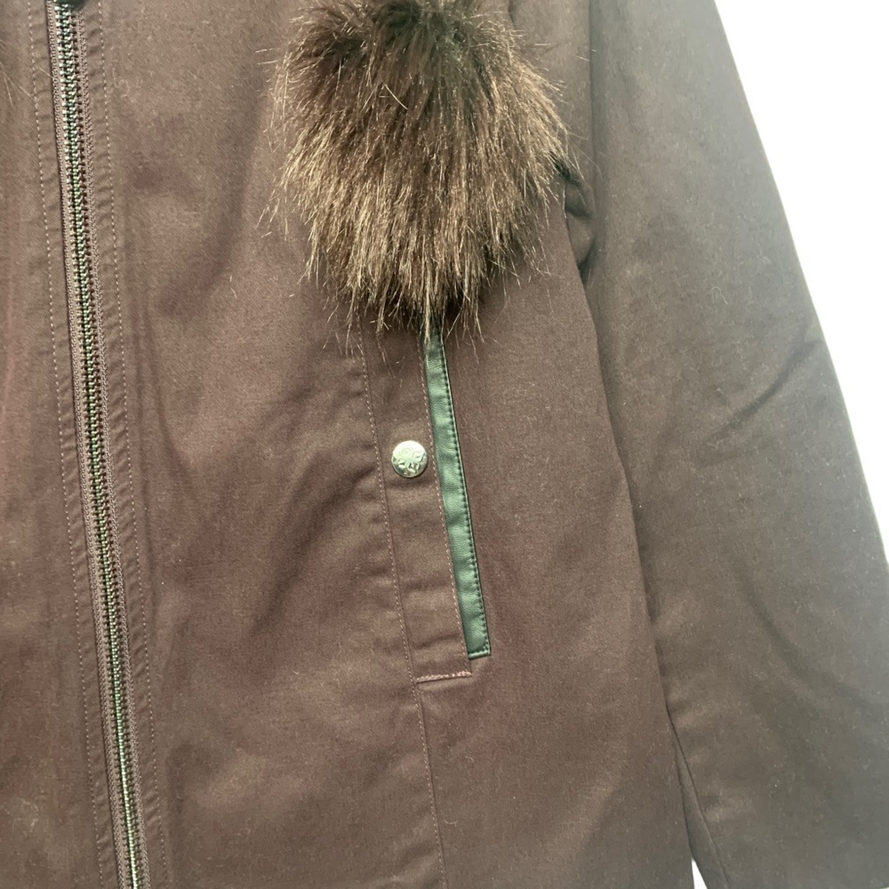 - Gianni Bini Burgundy Anorak Faux Fur Hood w/ Detachable Fur - Picture 11 of 15